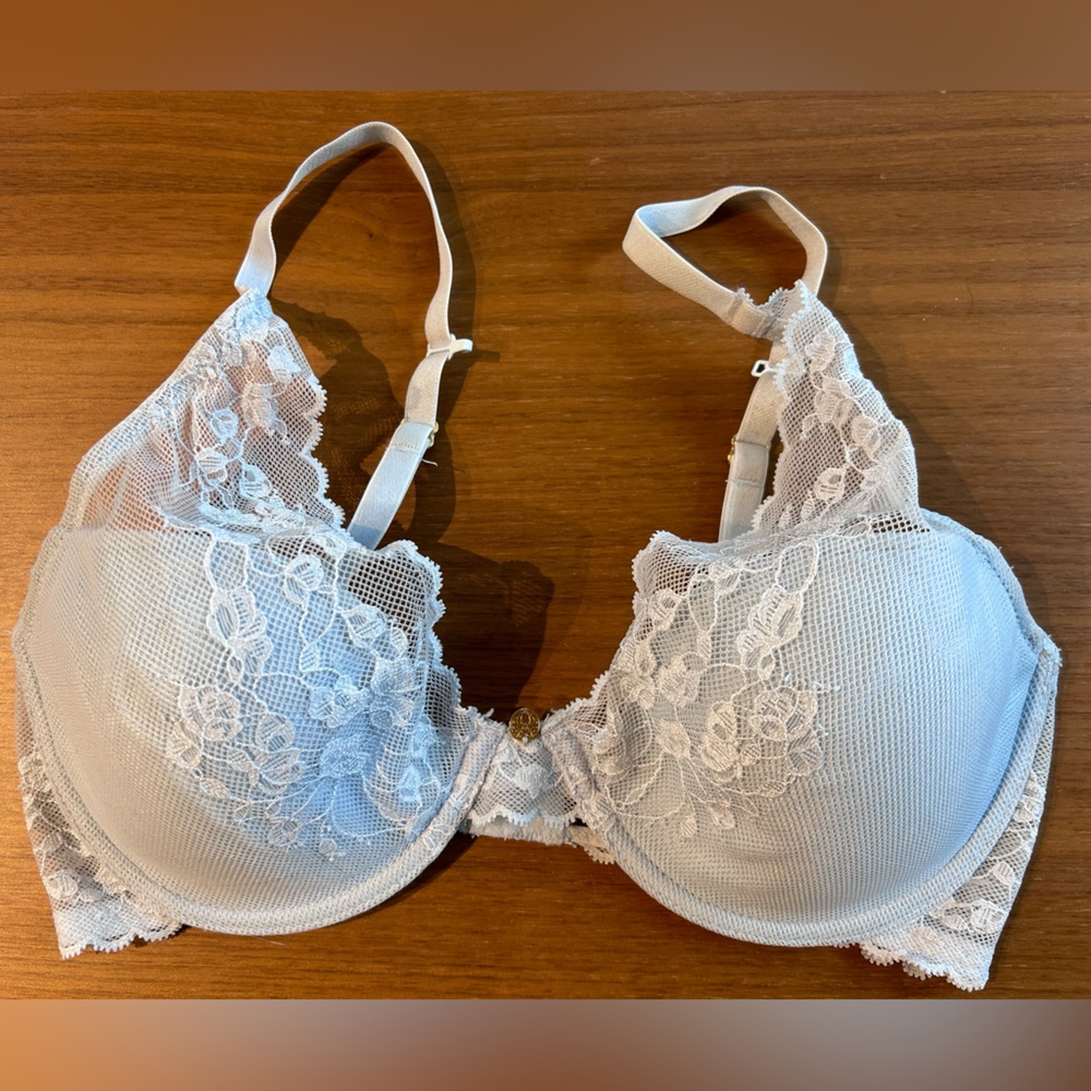 Light blue Natori plunge bra 32D